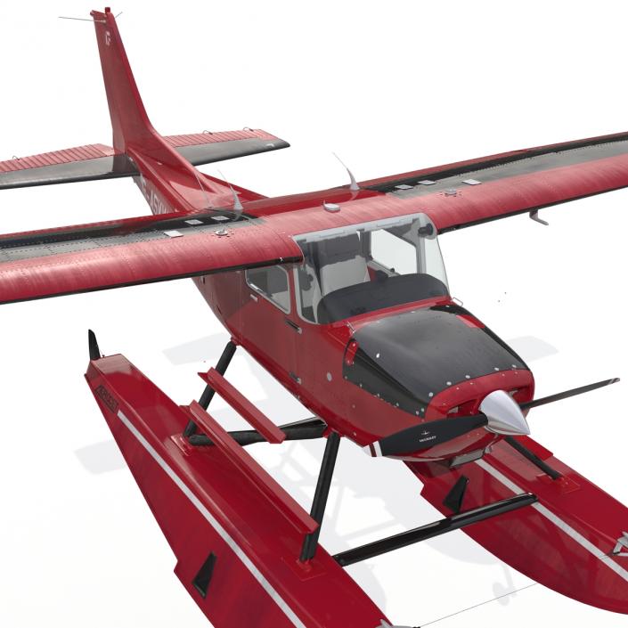 3D Cessna 172 Red Seaplane model