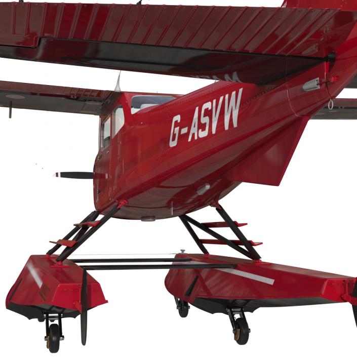 3D Cessna 172 Red Seaplane model