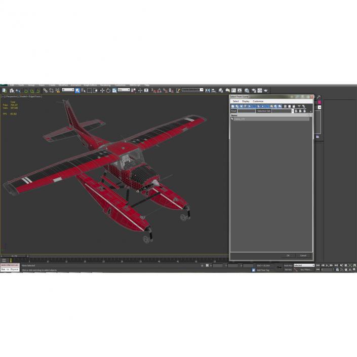 3D Cessna 172 Red Seaplane model