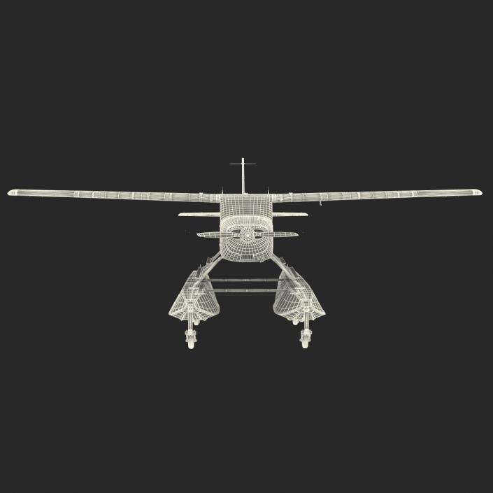 3D Cessna 172 Red Seaplane model