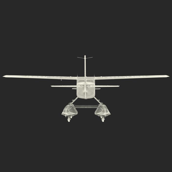 3D Cessna 172 Red Seaplane model