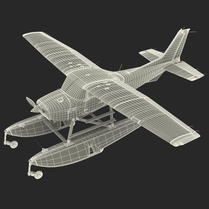 3D Cessna 172 Red Seaplane model