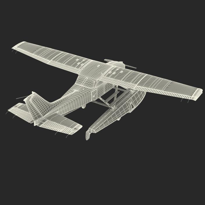 3D Cessna 172 Red Seaplane model