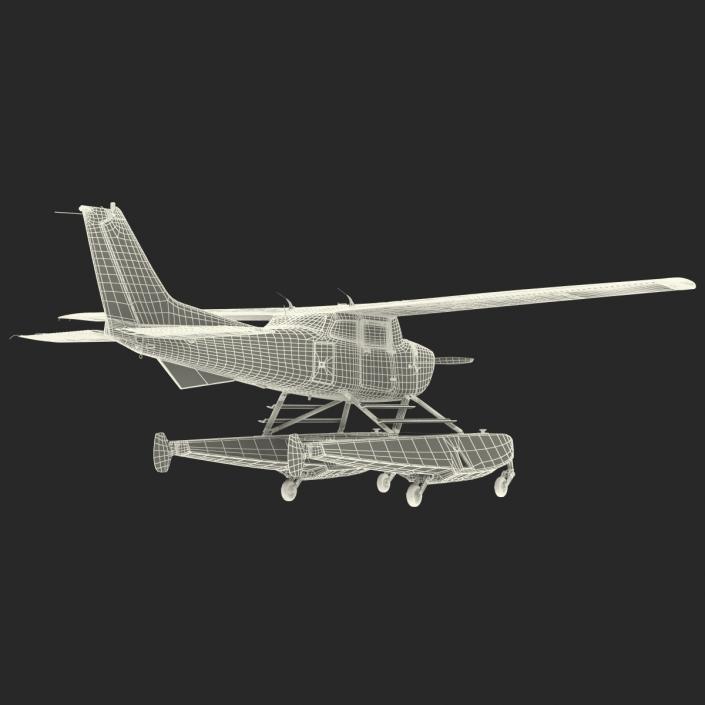 3D Cessna 172 Red Seaplane model