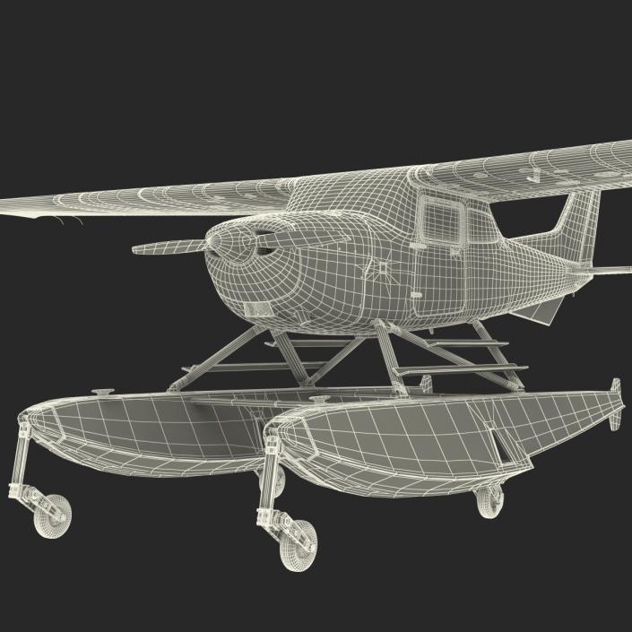 3D Cessna 172 Red Seaplane model