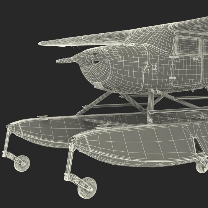 3D Cessna 172 Red Seaplane model