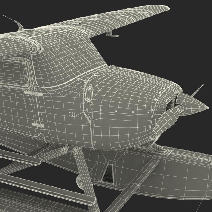 3D Cessna 172 Red Seaplane model