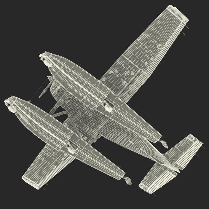 3D Cessna 172 Red Seaplane model