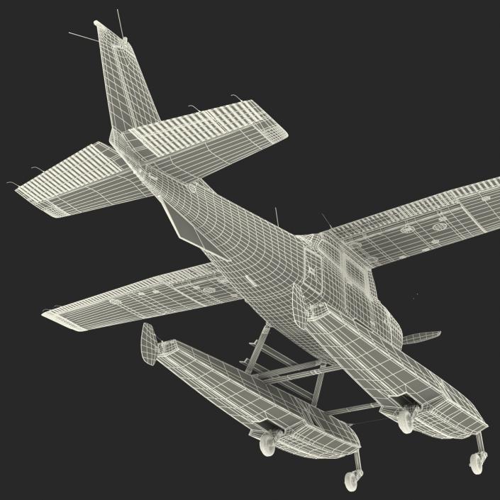 3D Cessna 172 Red Seaplane model