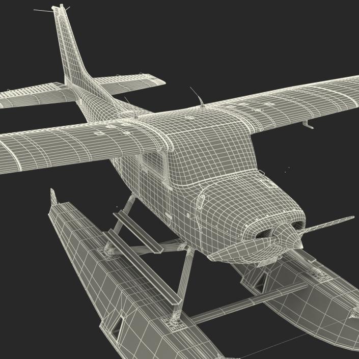 3D Cessna 172 Red Seaplane model