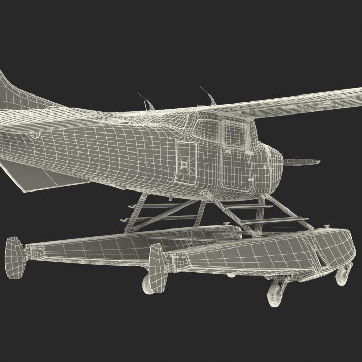 3D Cessna 172 Red Seaplane model