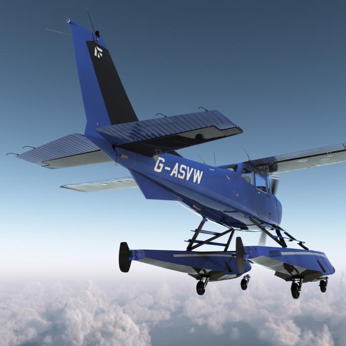 Cessna 172 Blue Seaplane 3D model