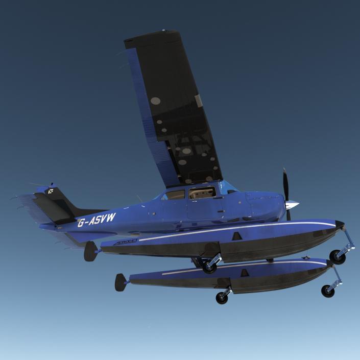 Cessna 172 Blue Seaplane 3D model