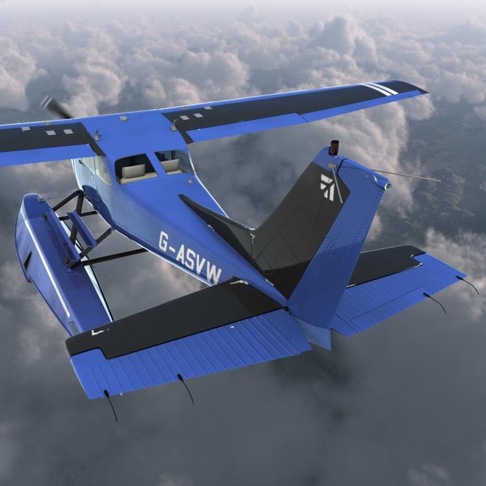 Cessna 172 Blue Seaplane 3D model