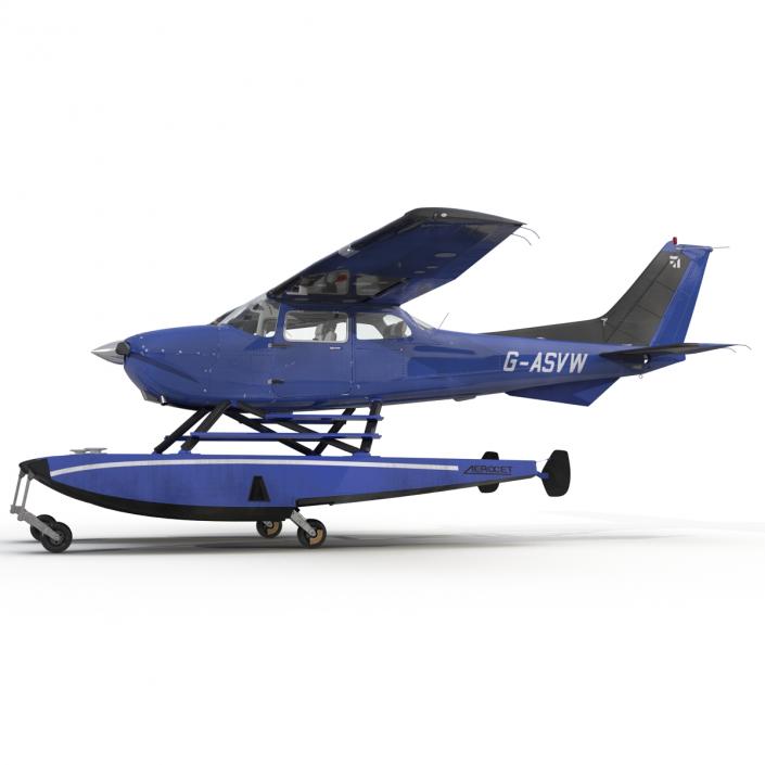 Cessna 172 Blue Seaplane 3D model