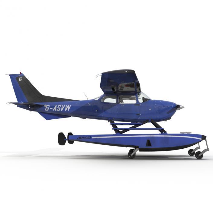 Cessna 172 Blue Seaplane 3D model