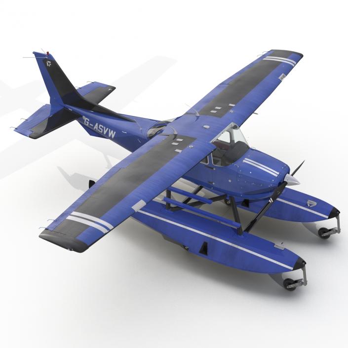 Cessna 172 Blue Seaplane 3D model