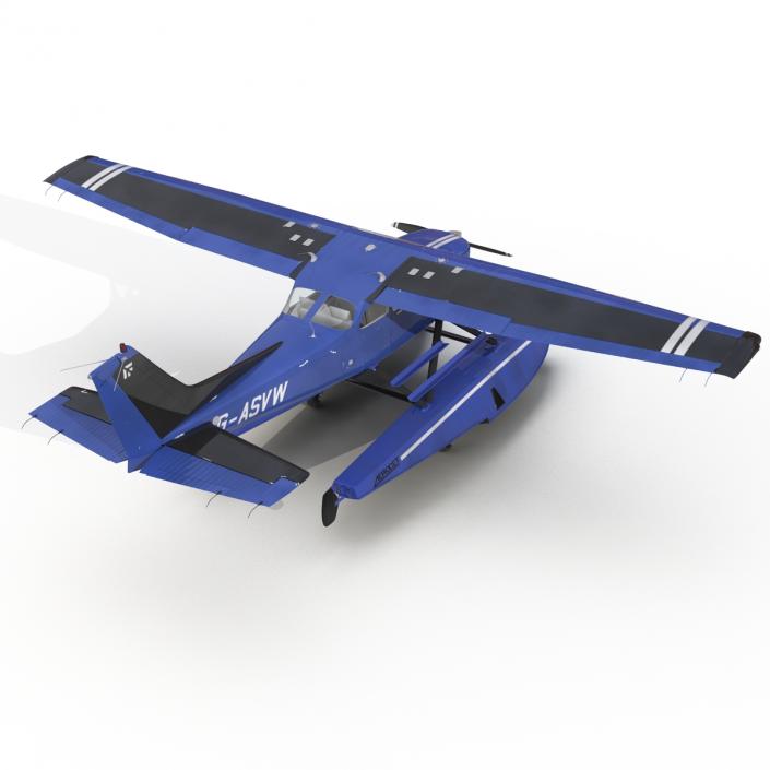 Cessna 172 Blue Seaplane 3D model