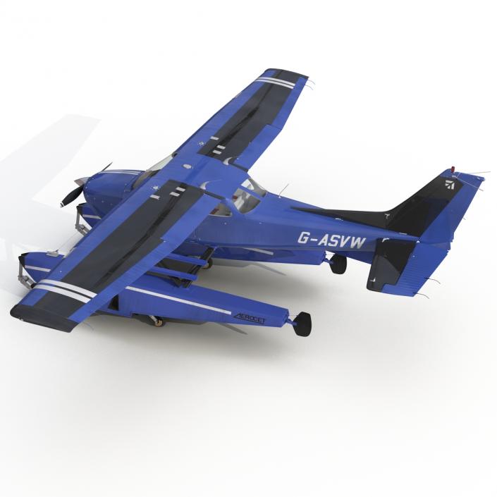 Cessna 172 Blue Seaplane 3D model