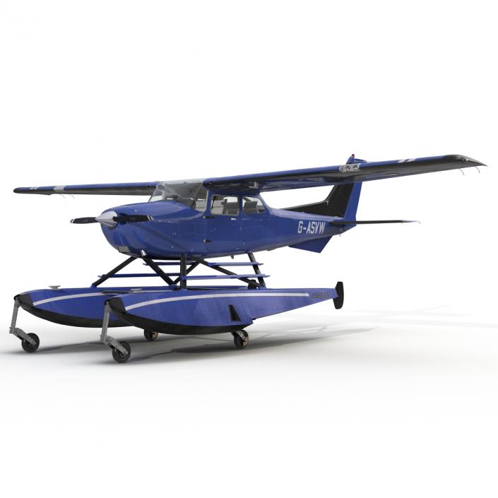 Cessna 172 Blue Seaplane 3D model