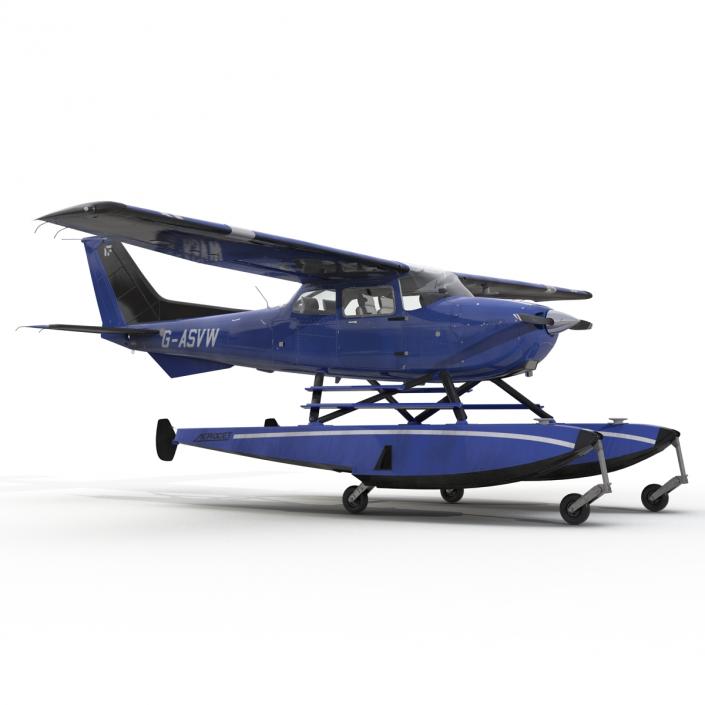 Cessna 172 Blue Seaplane 3D model