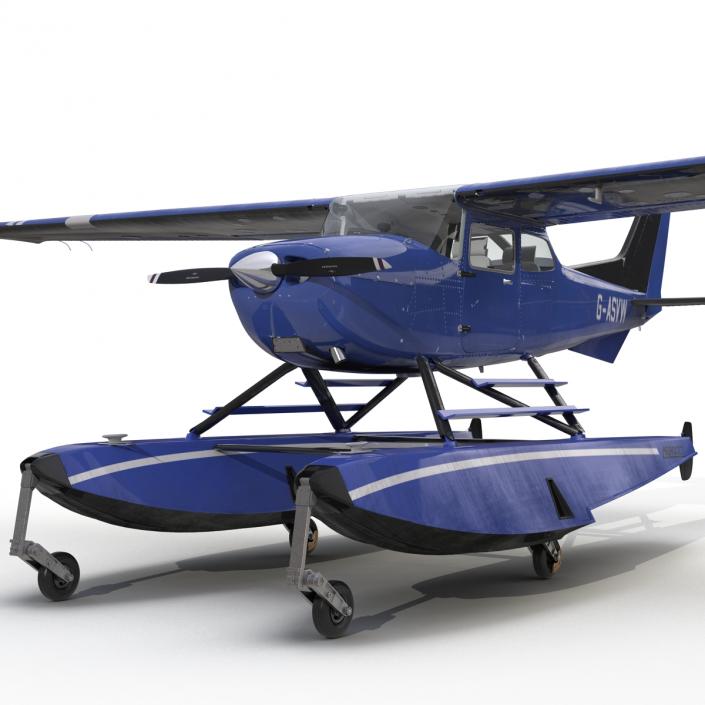 Cessna 172 Blue Seaplane 3D model