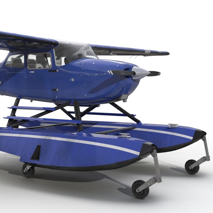 Cessna 172 Blue Seaplane 3D model