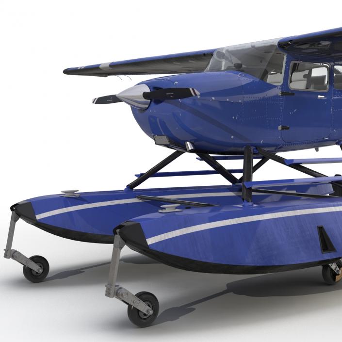 Cessna 172 Blue Seaplane 3D model