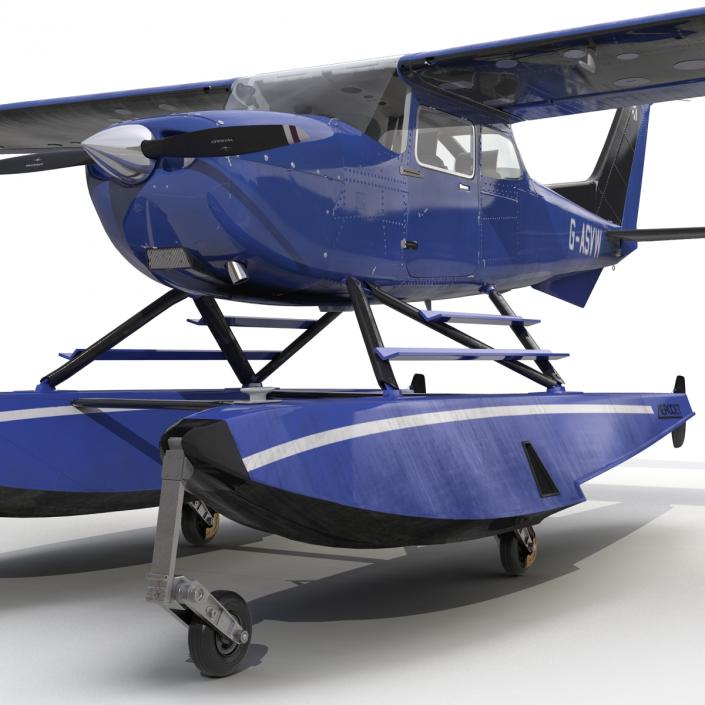 Cessna 172 Blue Seaplane 3D model