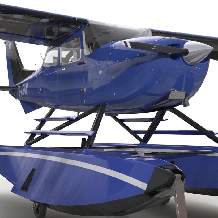 Cessna 172 Blue Seaplane 3D model