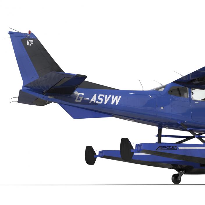 Cessna 172 Blue Seaplane 3D model