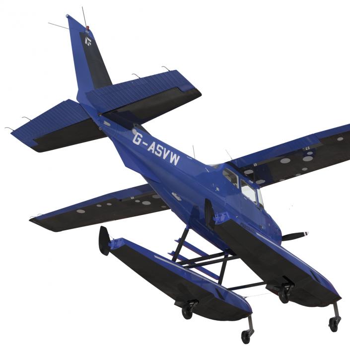 Cessna 172 Blue Seaplane 3D model