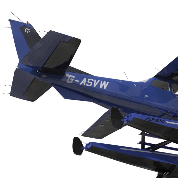 Cessna 172 Blue Seaplane 3D model