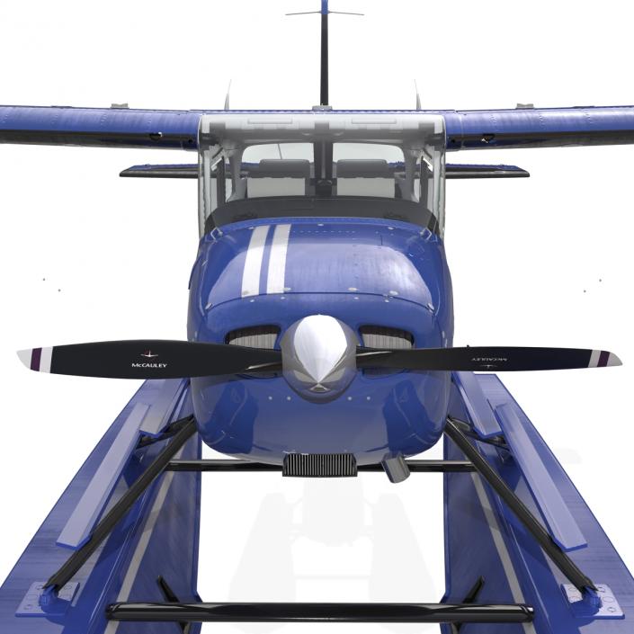 Cessna 172 Blue Seaplane 3D model