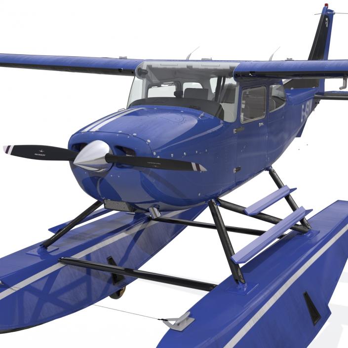 Cessna 172 Blue Seaplane 3D model