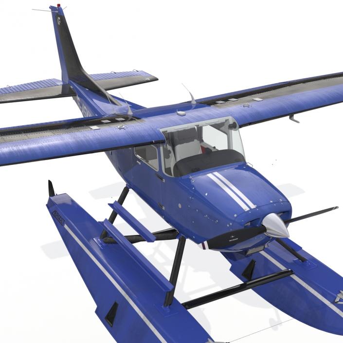 Cessna 172 Blue Seaplane 3D model