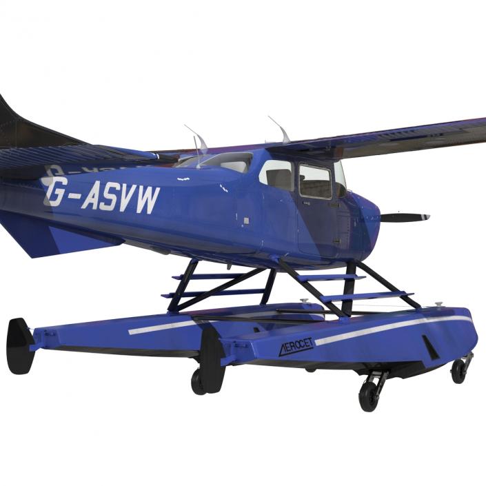 Cessna 172 Blue Seaplane 3D model