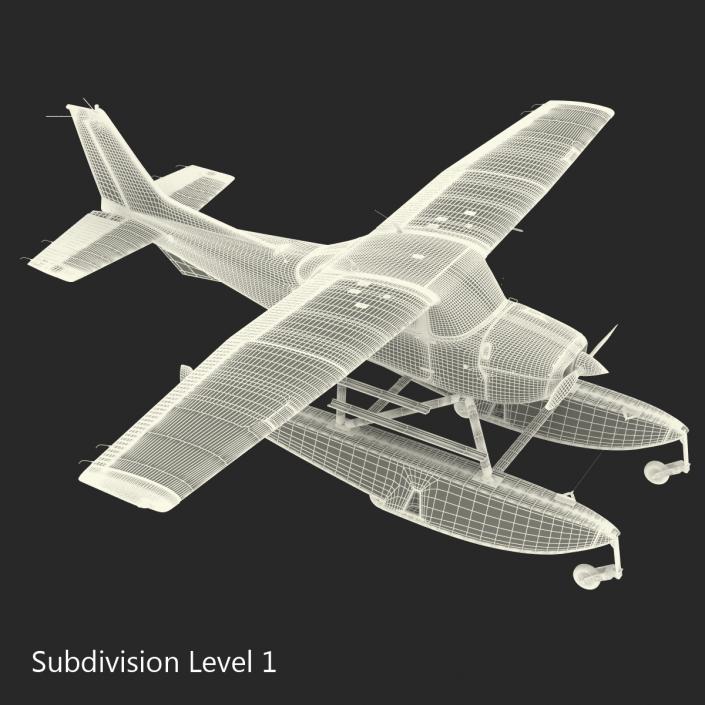 Cessna 172 Blue Seaplane 3D model