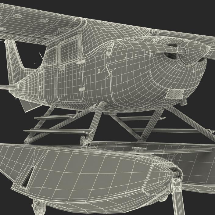 Cessna 172 Blue Seaplane 3D model