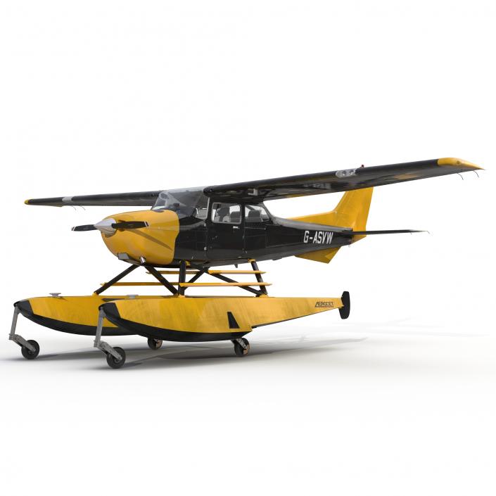 3D model Cessna 172 Black Seaplane