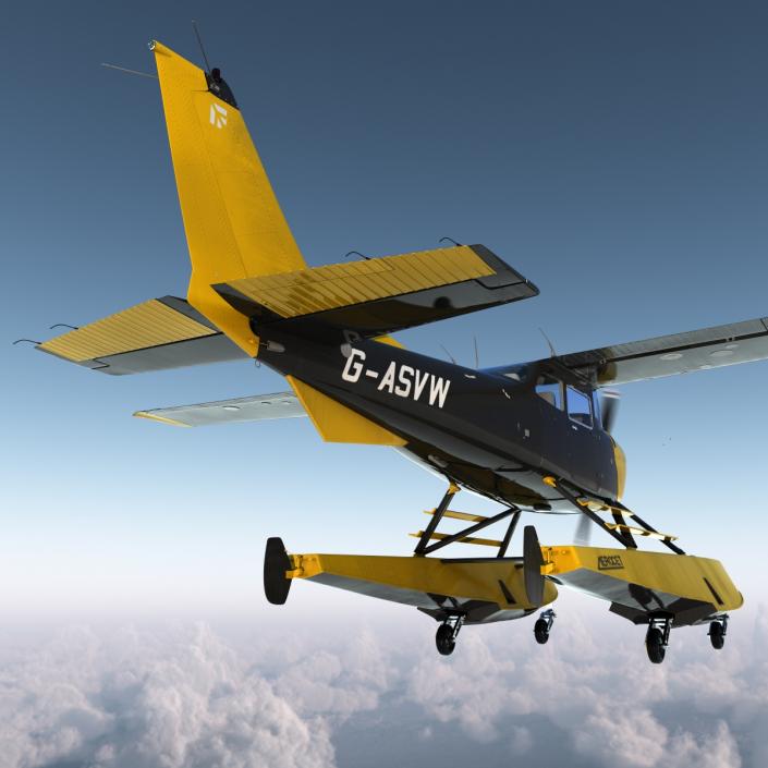 3D model Cessna 172 Black Seaplane