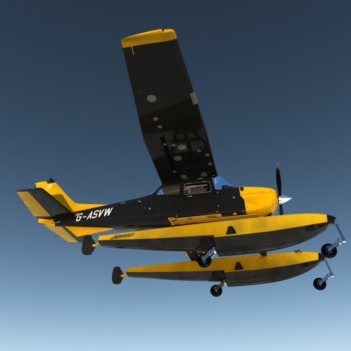 3D model Cessna 172 Black Seaplane