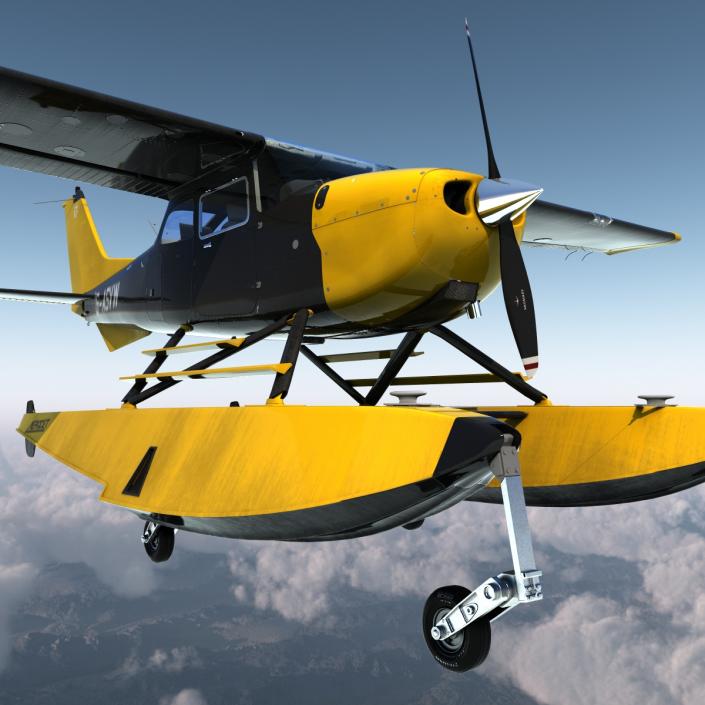 3D model Cessna 172 Black Seaplane