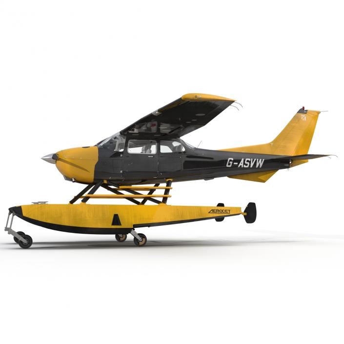 3D model Cessna 172 Black Seaplane