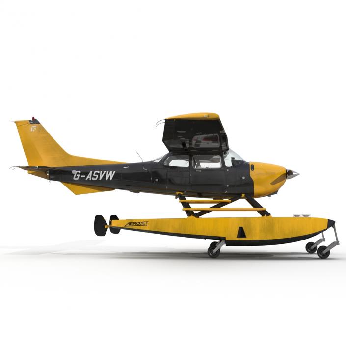 3D model Cessna 172 Black Seaplane