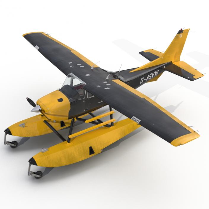 3D model Cessna 172 Black Seaplane