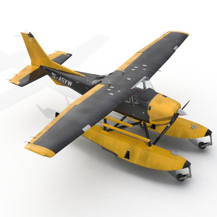 3D model Cessna 172 Black Seaplane