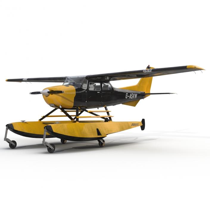 3D model Cessna 172 Black Seaplane