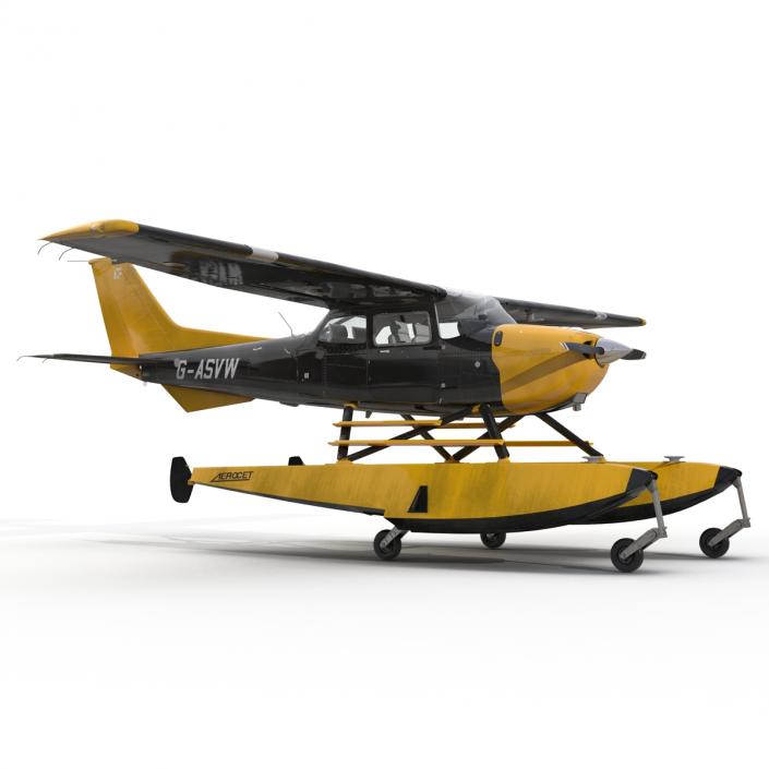 3D model Cessna 172 Black Seaplane