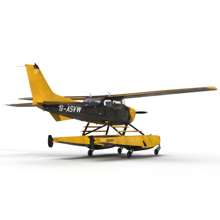 3D model Cessna 172 Black Seaplane